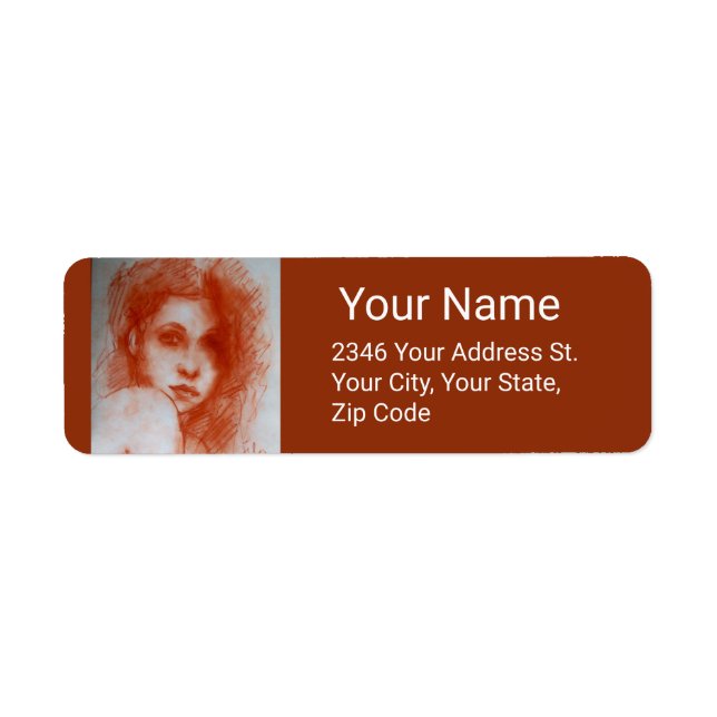 ROMANTIC BEAUTY / Woman Portrait in Sepia Brown Label (Front)