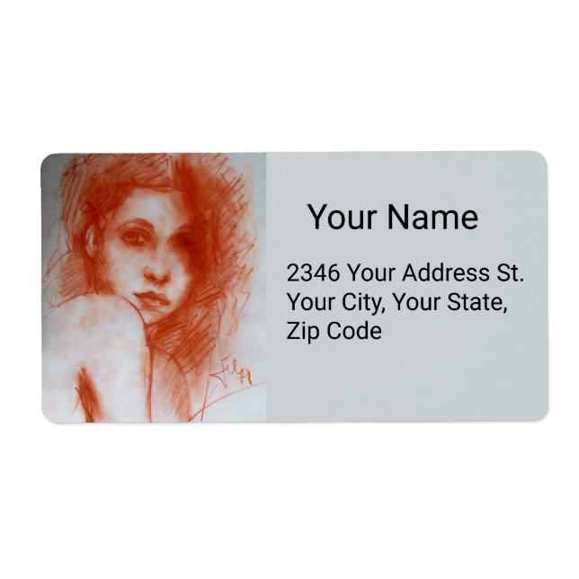 ROMANTIC BEAUTY / Woman Portrait in Sepia Brown Label (Front)