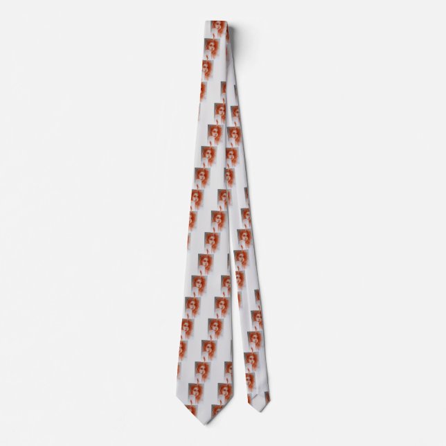 ROMANTIC BEAUTY / Woman Portrait in Sepia Brown Neck Tie (Front)