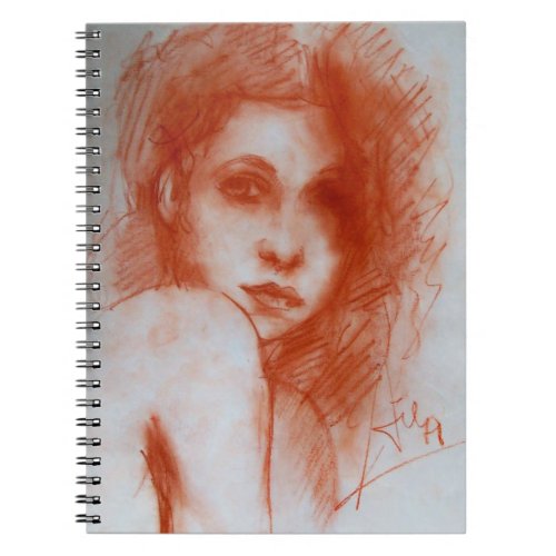 ROMANTIC BEAUTY  Woman Portrait in Sepia Brown Notebook