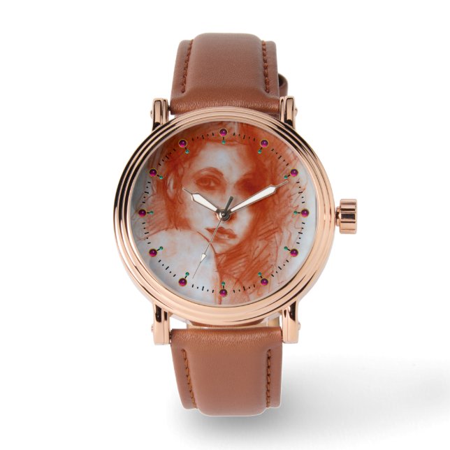 ROMANTIC BEAUTY / Woman Portrait in Sepia Brown Watch (Front)