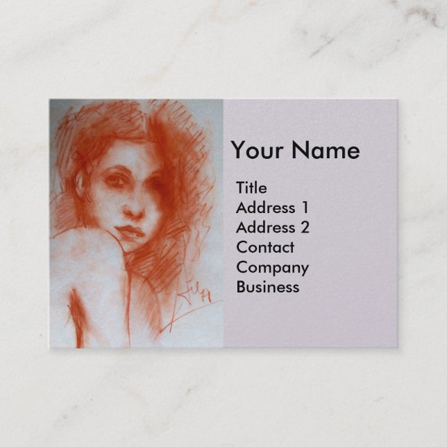 ROMANTIC BEAUTY Woman Portrait Sepia Brown Grey Business Card (Front)