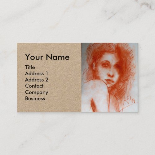 ROMANTIC BEAUTY Woman Portrait Sepia Brown Kraft Business Card