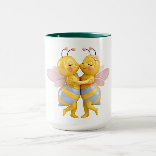  Romantic bee illustration tenderness Mug (Center)