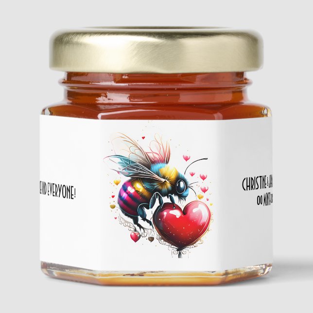 Romantic beekeeper raw honey beekeeping bee comic  jar favors (Front)