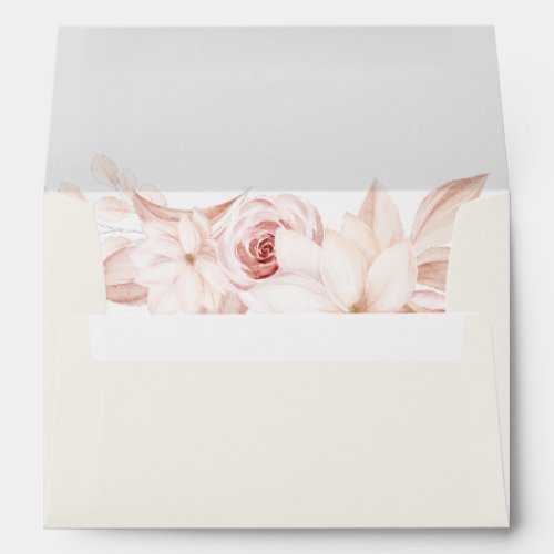 Romantic Beige and Pink Roses Wedding Envelope