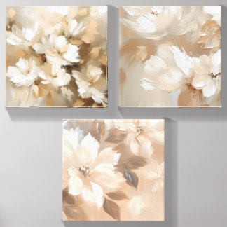 Romantic Beige and White Floral Canvas Art Photo Tile