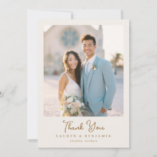 Romantic Beige Classic Photo Thank You Card