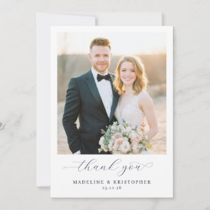 Romantic Beige Elegant Photo Thank You Card