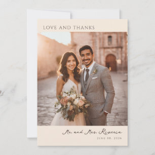 Romantic Beige Elegant Photo Thank You Card