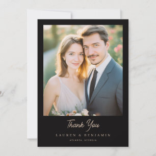 Romantic Beige Elegant Photo Thank You Card