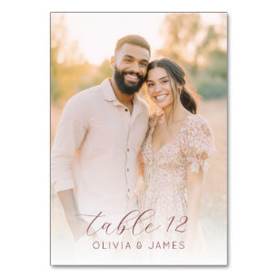 Romantic Beige Floral Photo Table Number