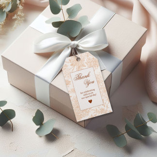 Romantic Beige Floral Wedding Thank You Gift Tags