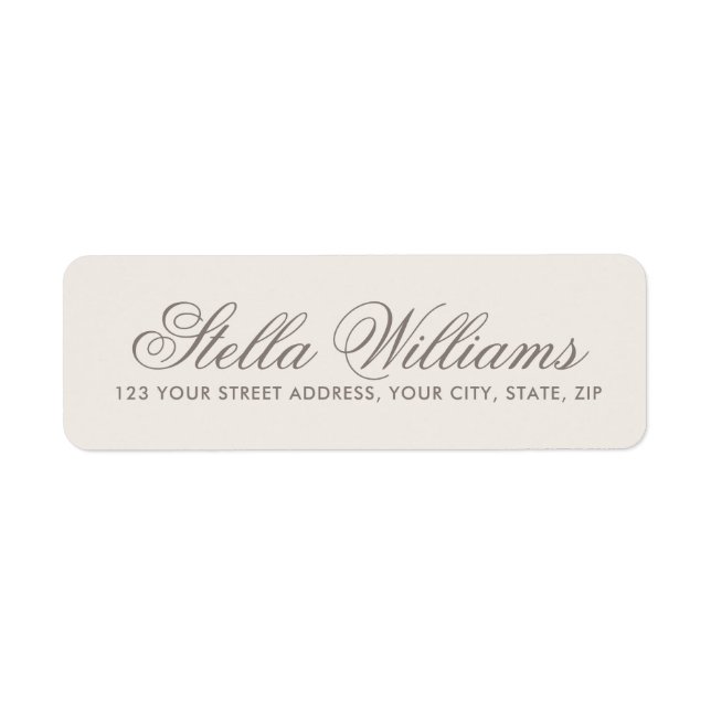 Romantic beige light brown calligraphy script label (Front)
