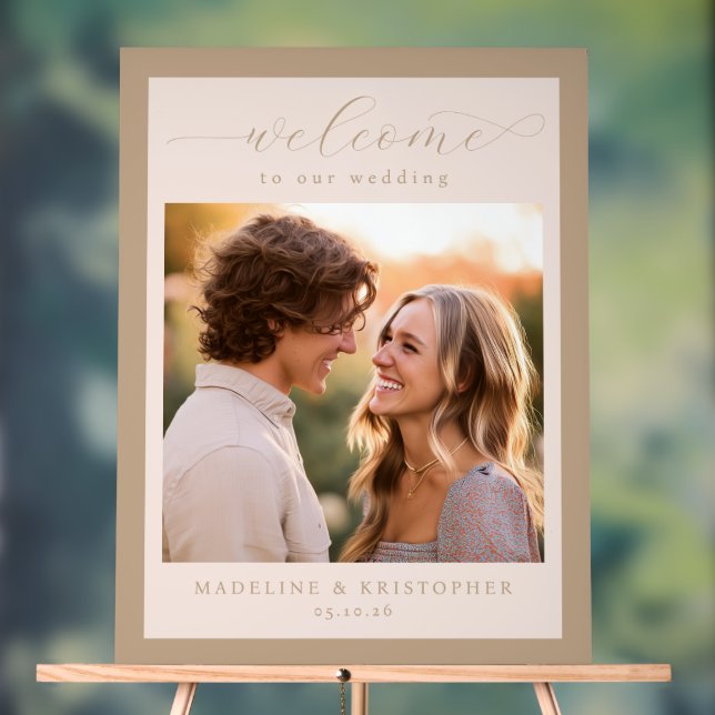 Romantic Beige Minimalist Photo Acrylic Sign (Neutral)