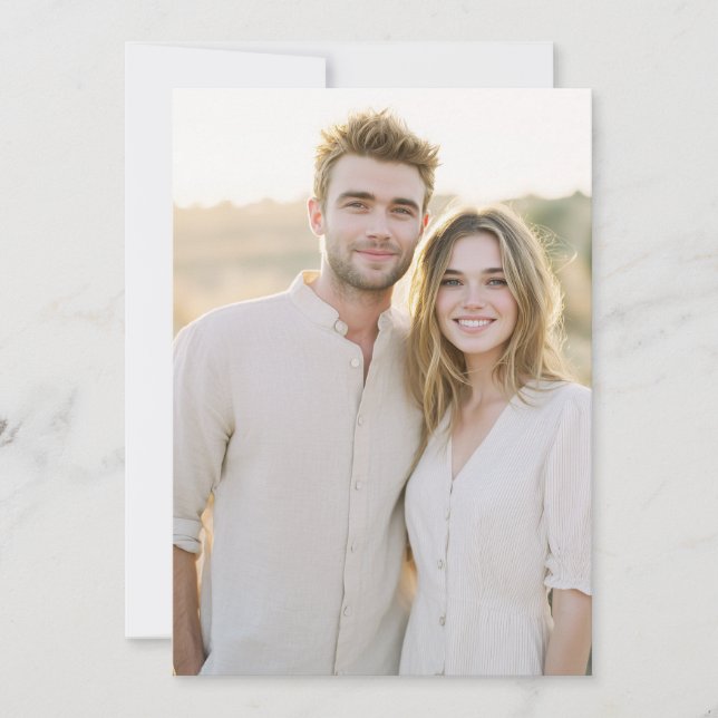Romantic Beige Minimalist Photo Invitation (Front)
