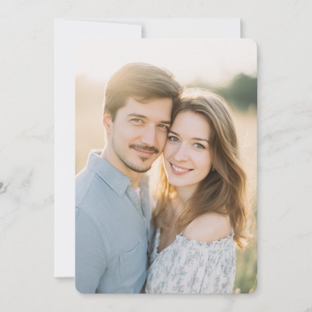 Romantic Beige Natural Photo Invitation (Front)