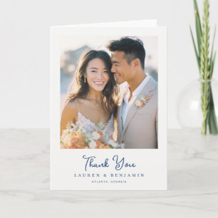 Romantic Beige Photo Letterpress Thank You Card