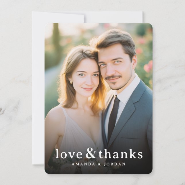 Romantic Beige Photo Thank You Card (Front)
