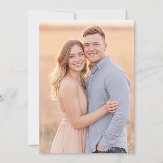 Romantic Beige Sunset Photo Invitation (Front)