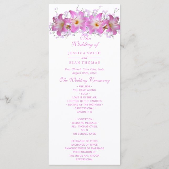 Romantic Belladonna Lilies Wedding Program (Front)