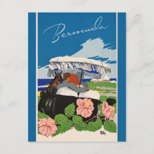 Romantic Bermuda retro vintage travel ad Postcard