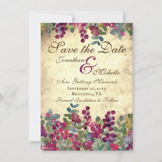 Romantic Berries and Greenery Garden Wedding Save The Date