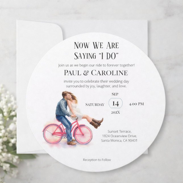 Romantic Bicycle Wedding Invitation Modern (Creator Uploaded)