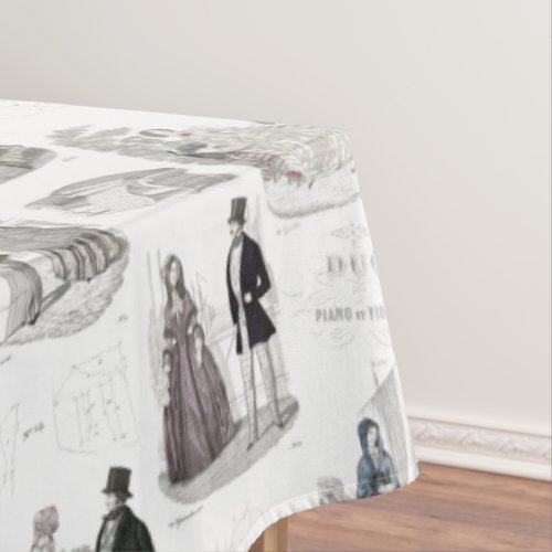 Romantic Biedermeier Vintage Fashion Toile Tablecloth