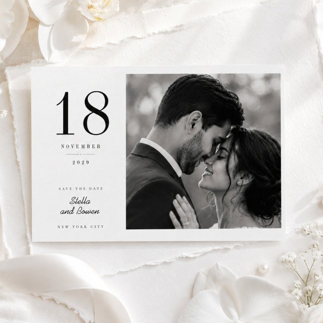 Romantic Big Date Photo Save The Date Card. (Creator Uploaded)