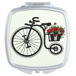 Romantic Bike with Bouquet Compact Mirror Flowers