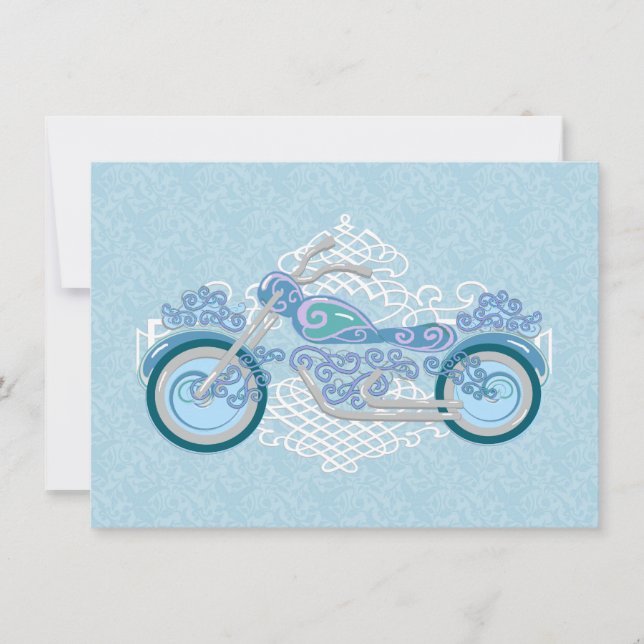 Romantic Biker Motorcycle Wedding Invite RSVP Card (Front)