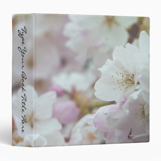Romantic Binder White Blossoms Book Binder Wedding (Front/Spine)