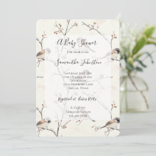Romantic Birds in a Tree Baby Shower Invitation