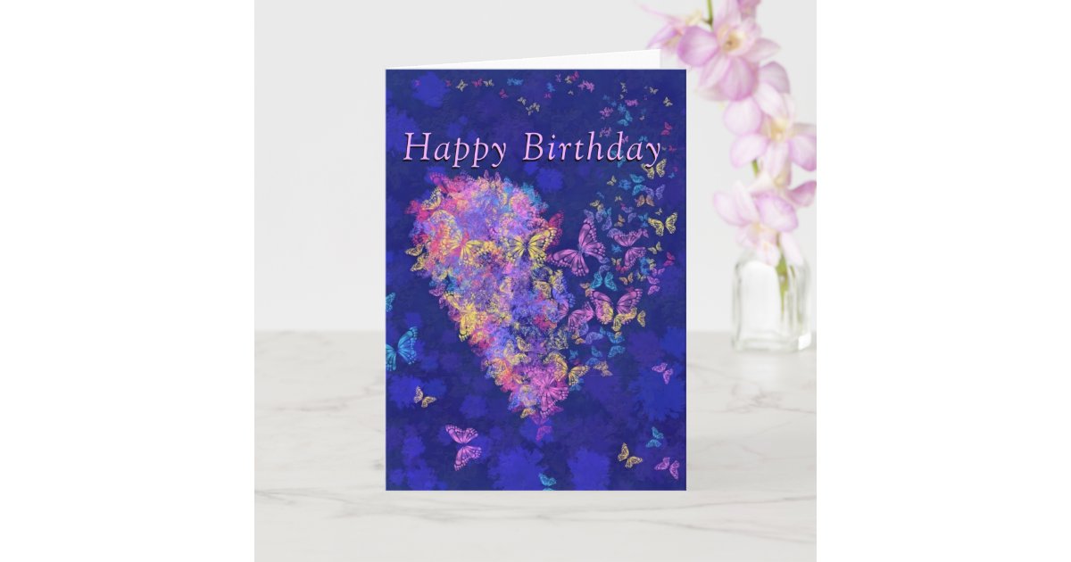 Romantic Birthday Card Butterfly Heart Love | Zazzle
