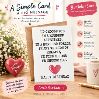 Romantic Birthday Card for Wife – I’d Choose You