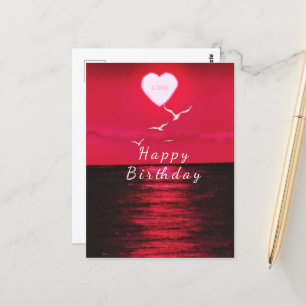 Romantic Birthday Card Sea Sunset Love