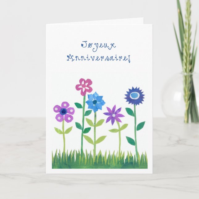 Romantic Birthday Card with French Greeting (Front)