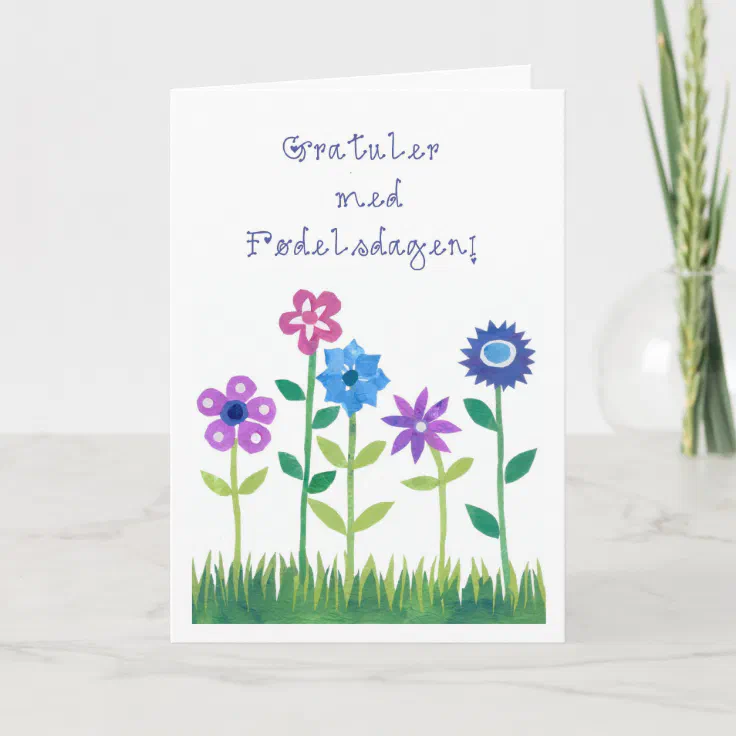 Romantic Birthday Card with Norwegian Greeting Zazzle