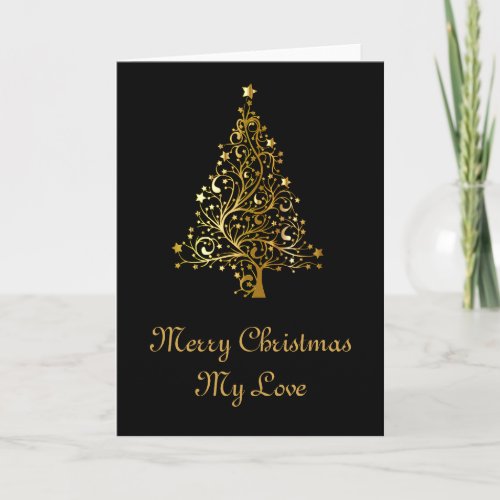 Romantic Black And Gold Christmas Holiday Card