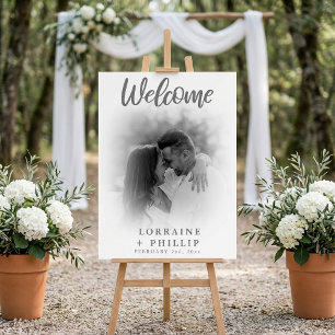 Romantic black and white gradient photo wedding foam board
