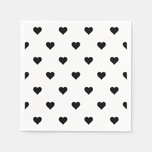 Romantic Black and White Heart Elegant for Couples Napkins (Front)