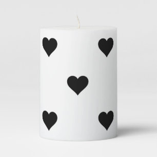 Romantic Black and White Heart Elegant Gift  Pillar Candle