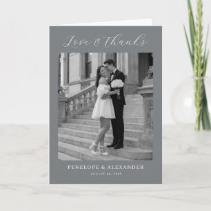Romantic Black and White Minimalist Photo Letterpress Thank You Card