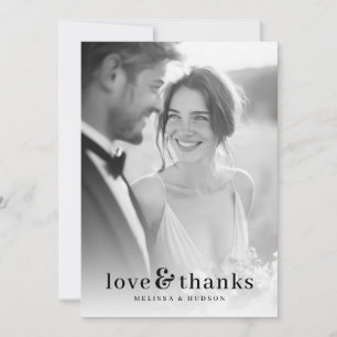 Romantic Black and White Photo Thank You Card