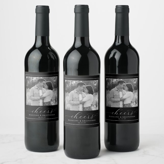 Romantic Black and White Photo Wine Label (Bottles)