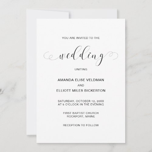 Romantic Black and White Typography Wedding Invitation