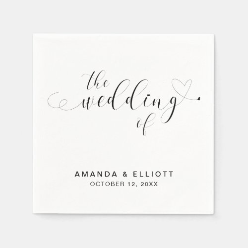 Romantic Black and White Typography Wedding Napkins