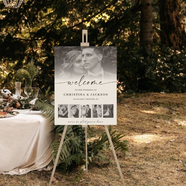 Romantic Black and White Wedding Photo Welcome Foam Board (Creator Uploaded)