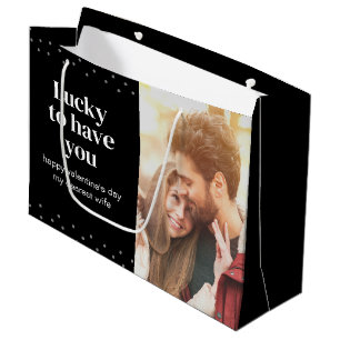 Romantic Black Background Valentine's Day Photo Large Gift Bag